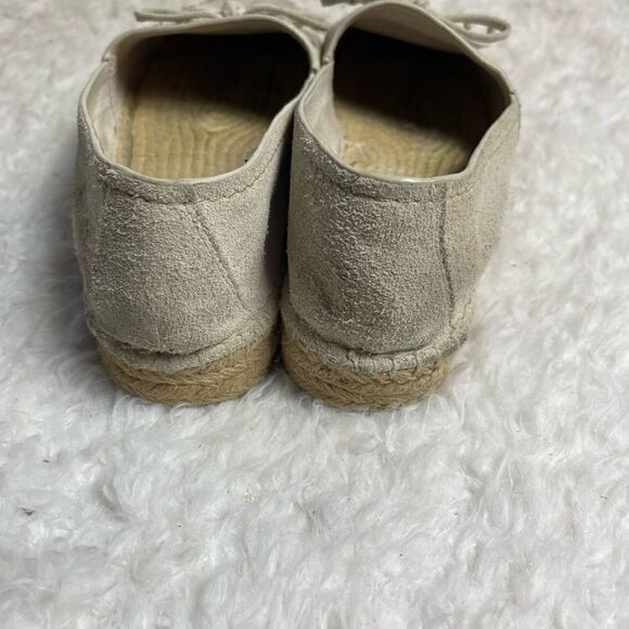 Coach Rae leather suede Beige Slip On Espadrilles Shoes front bow accent SZ8B - Picture 4 of 12